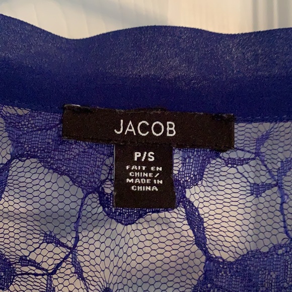 Sheer Blouse w/ Neck Tie & Lace Feature - Size S - Picture 3 of 3